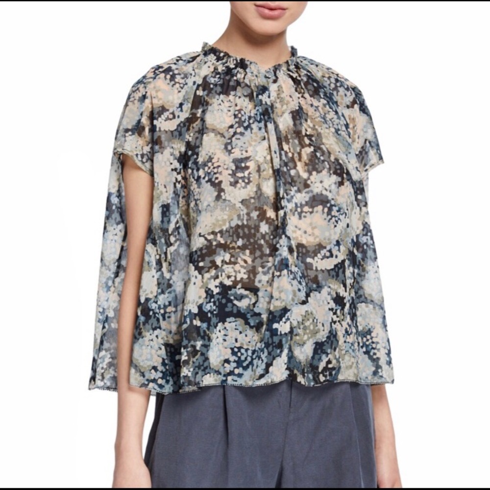 Club Monaco Palls Print Short Sleeve Blouse Size S